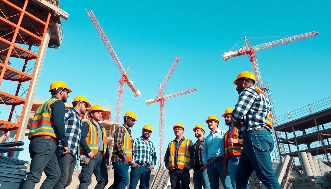 New York Commercial General Contractor collaborating on a vibrant construction site.