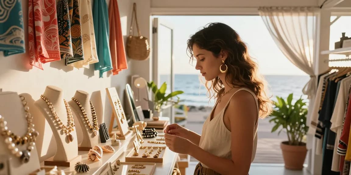Elegant gold vermeil hoop earrings uk showcased in a seaside boutique, enriching personal style and beauty.