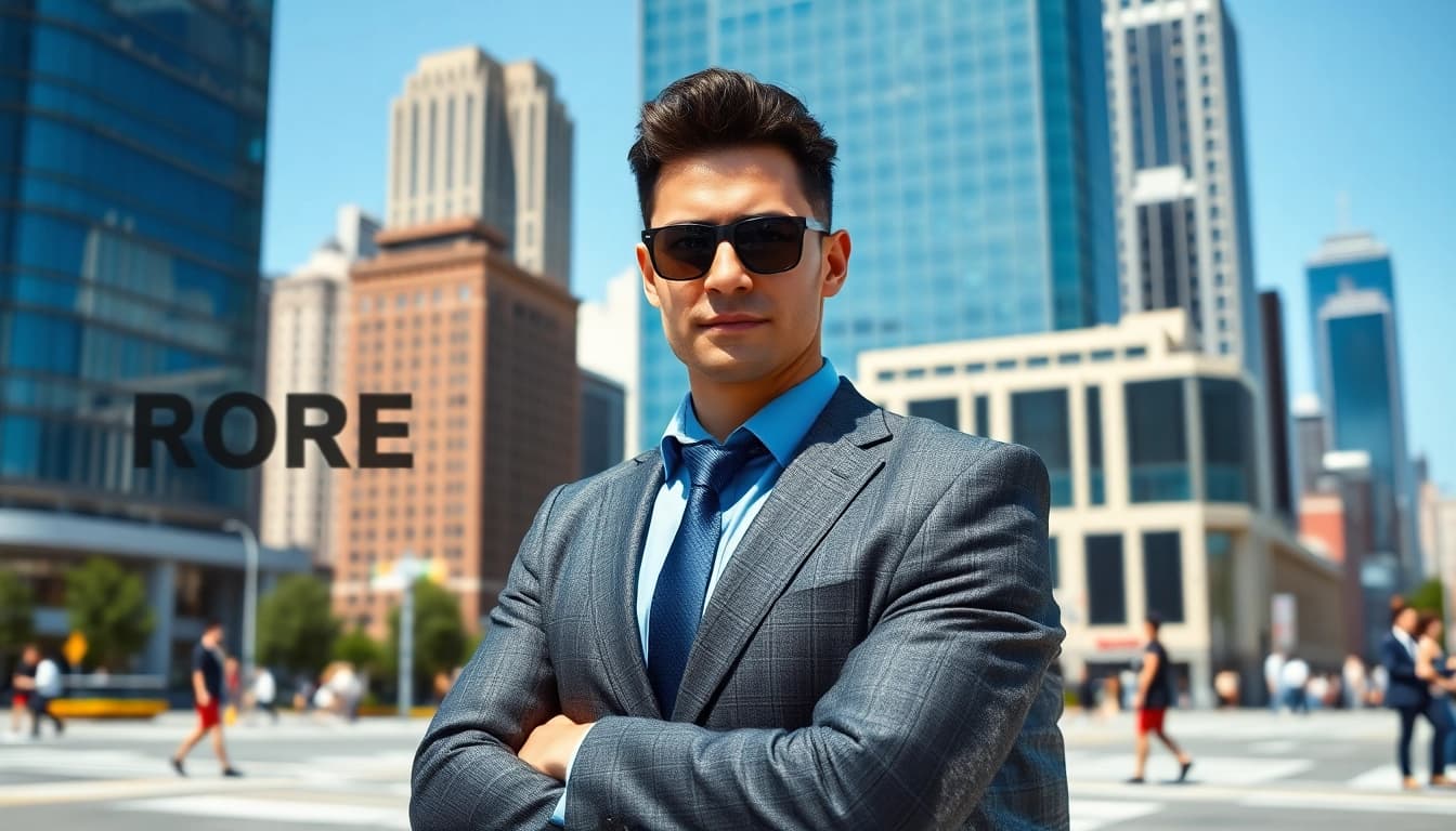 Bodyguards for hire standing confidently in an urban environment, showcasing professionalism.
