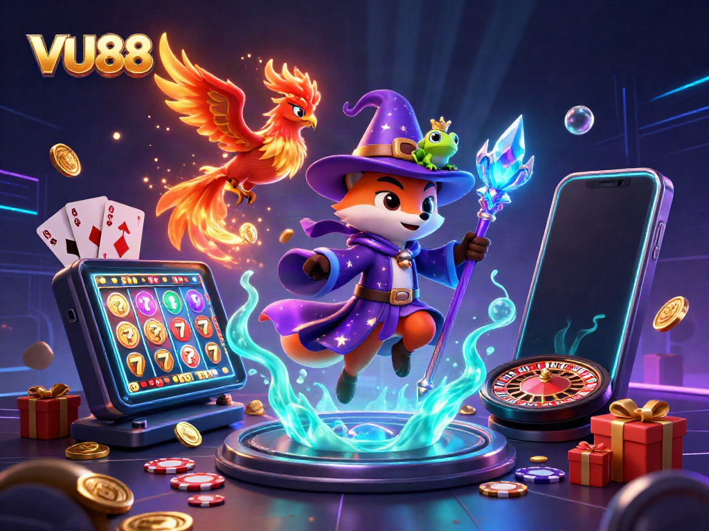 Spin vibrant slot reels and win treasures at VU88's enchanting casino!