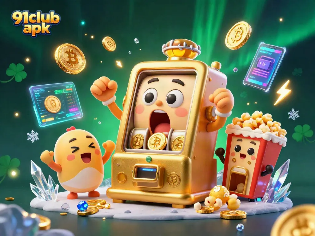 Spin the 91club apk slot machine jackpot with golden coins and exciting game elements!