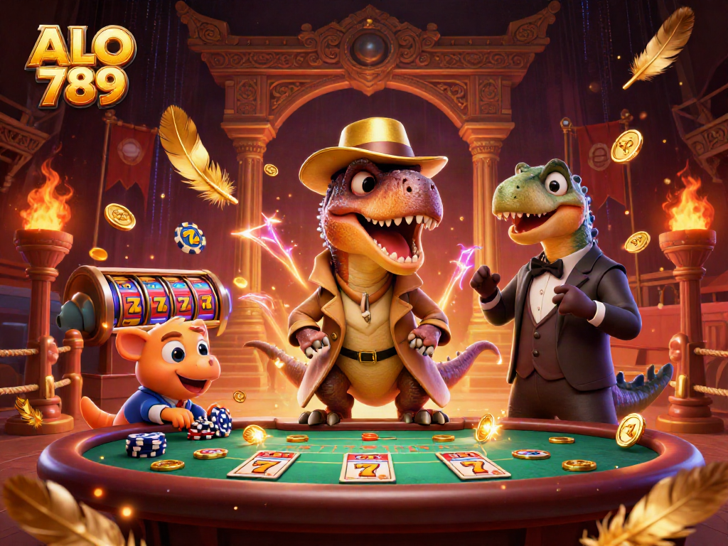Playing blackjack at ALO 789, a velociraptor card counter under a pit boss's watchful eye.