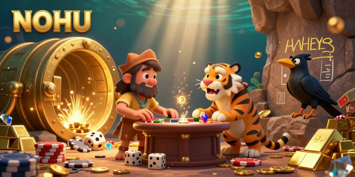 Experience the thrill of NOHU as caveman and sabertooth tiger run a prehistoric casino filled with treasure and excitement.