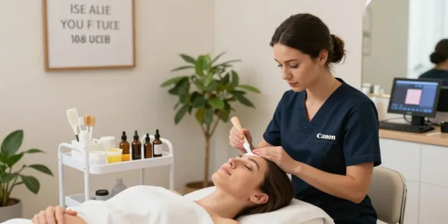Waxing Colchester service featuring a professional esthetician in a serene beauty salon.