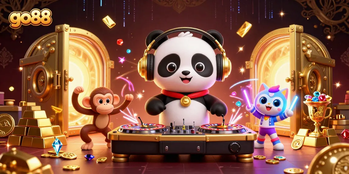 Engage with go88 by spinning the roulette with a DJ panda, monkey dancer, and rave kitten