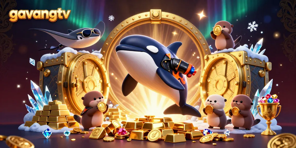 Experience thrilling moments at gavangtv while winning gold coins and treasure in this dynamic illustration.