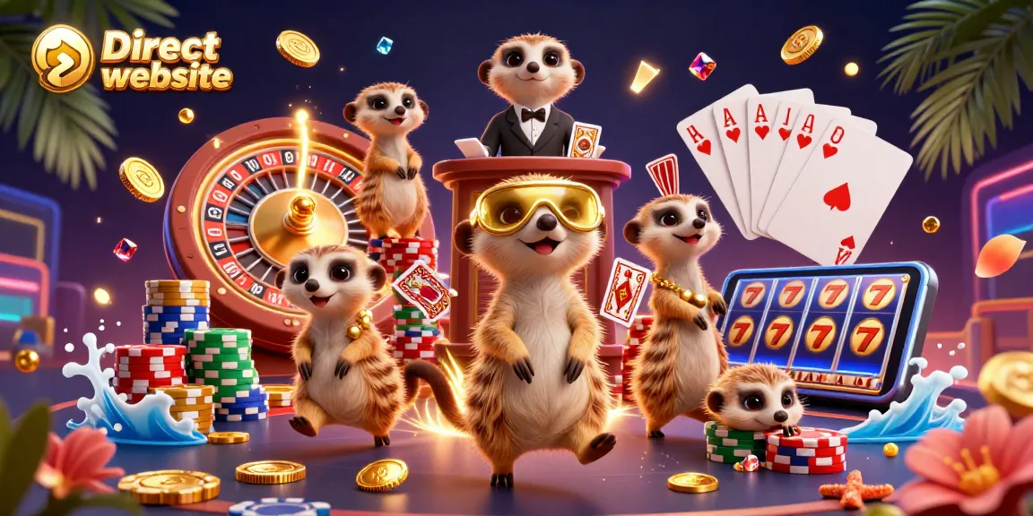 Experience the excitement of a Direct website casino with meerkats dealing cards and spinning roulette.