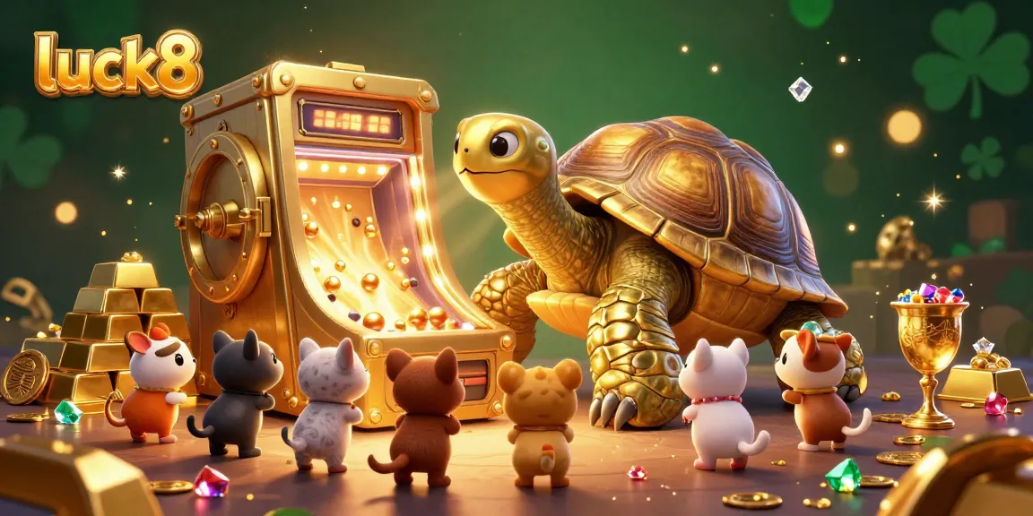 Experience luck8 gaming with an animated golden tortoise and exciting treasure elements bursting forth.