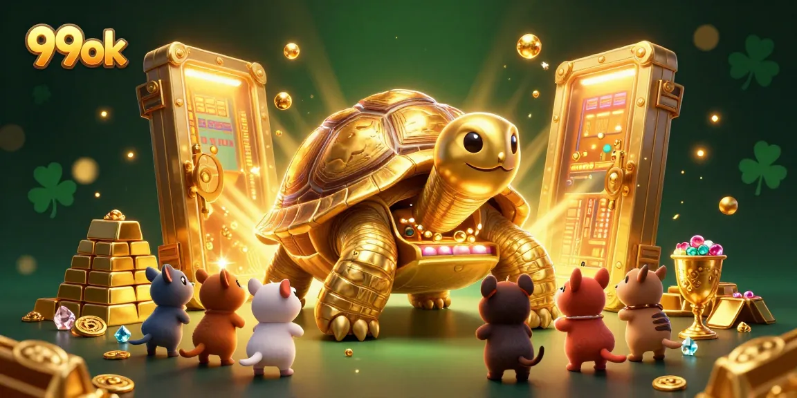 Play and win at 99ok with a unique pinball machine experience in a dazzling casino scene filled with treasures.